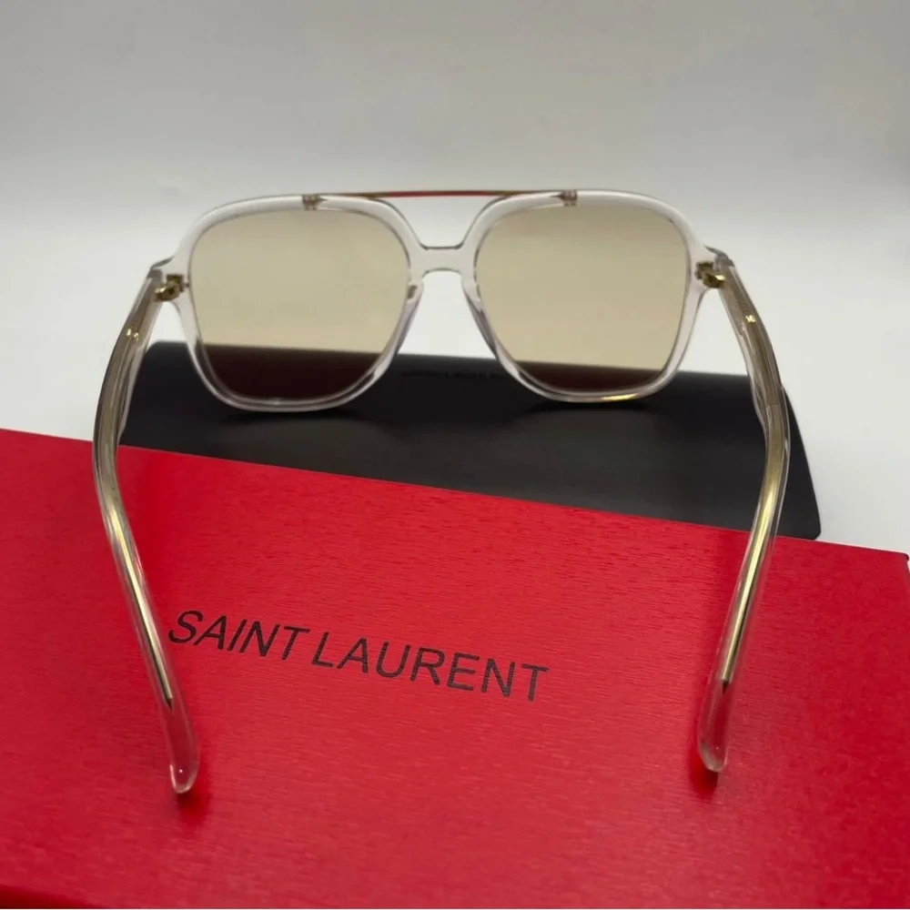 🆕Saint Laurent SL 545 Sunglasses in Transparent Cream & Light Gold - Picture 3 of 4